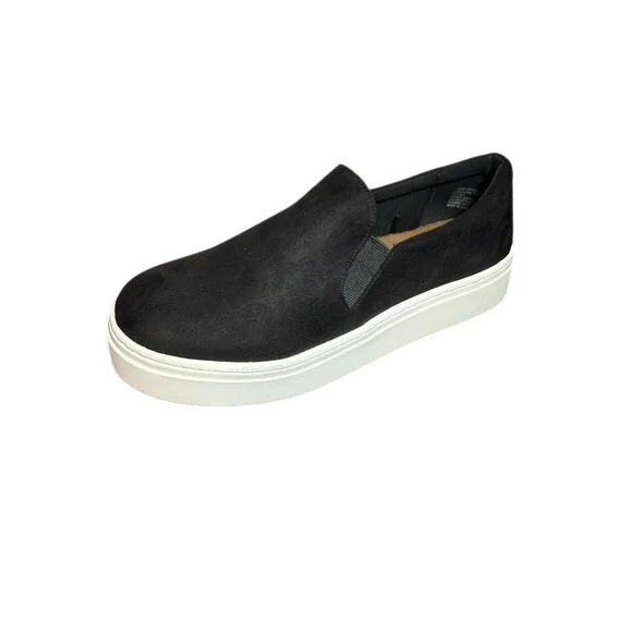 Black Suede Slip On Platform Sneakers Womens‎ Size 8W - Picture 5 of 6